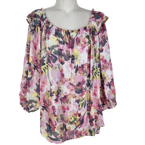 Zac & Rachel Top Womens Size 3X Blouse 3/4 Sleeve On Off Shoulder Romantic Fairy